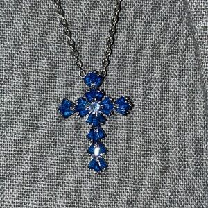 Elegant Blue Cross Necklace